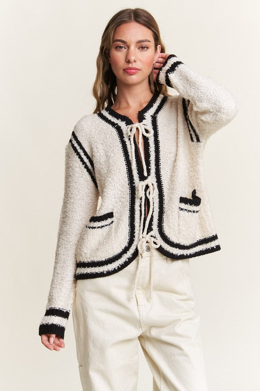 Marshmallow Latte Tie Front Sweater