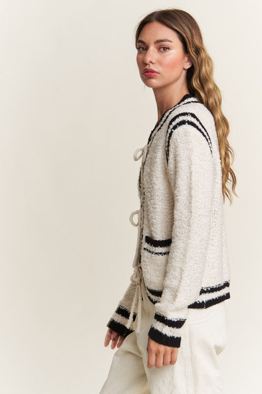 Marshmallow Latte Tie Front Sweater