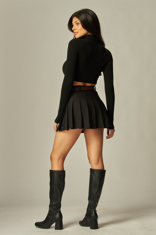 Pleated Skort w/ Belt