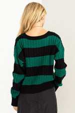 Holiday Stripe Cable knit Sweater