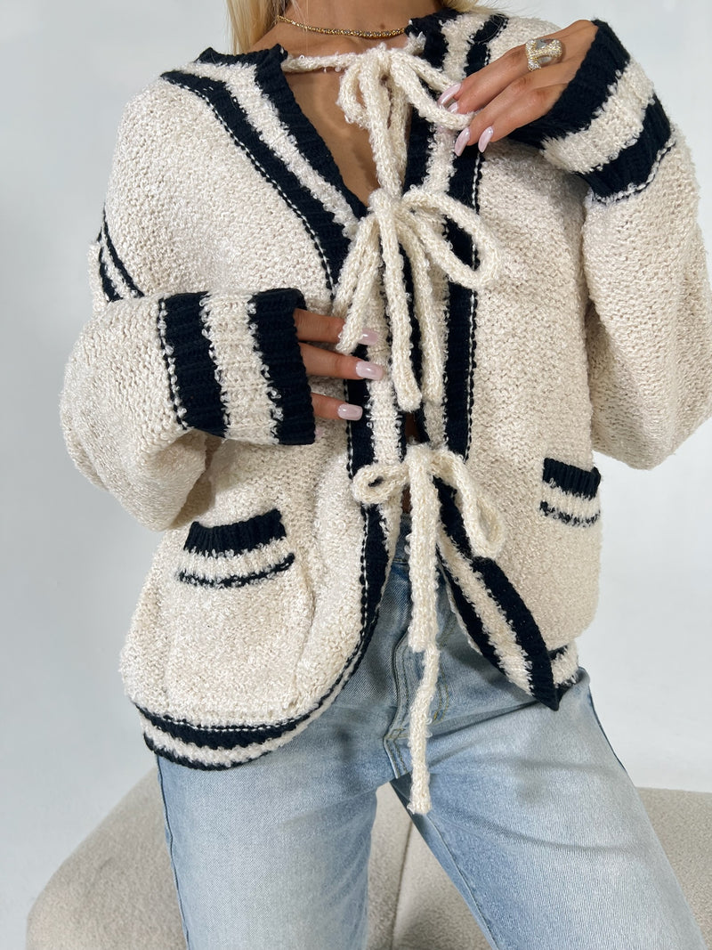 Marshmallow Latte Tie Front Sweater