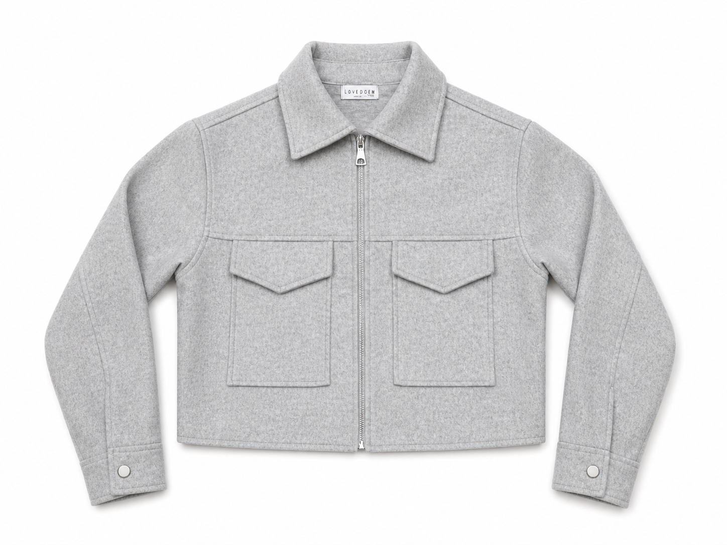 Grey Zip Up Crop Jacket