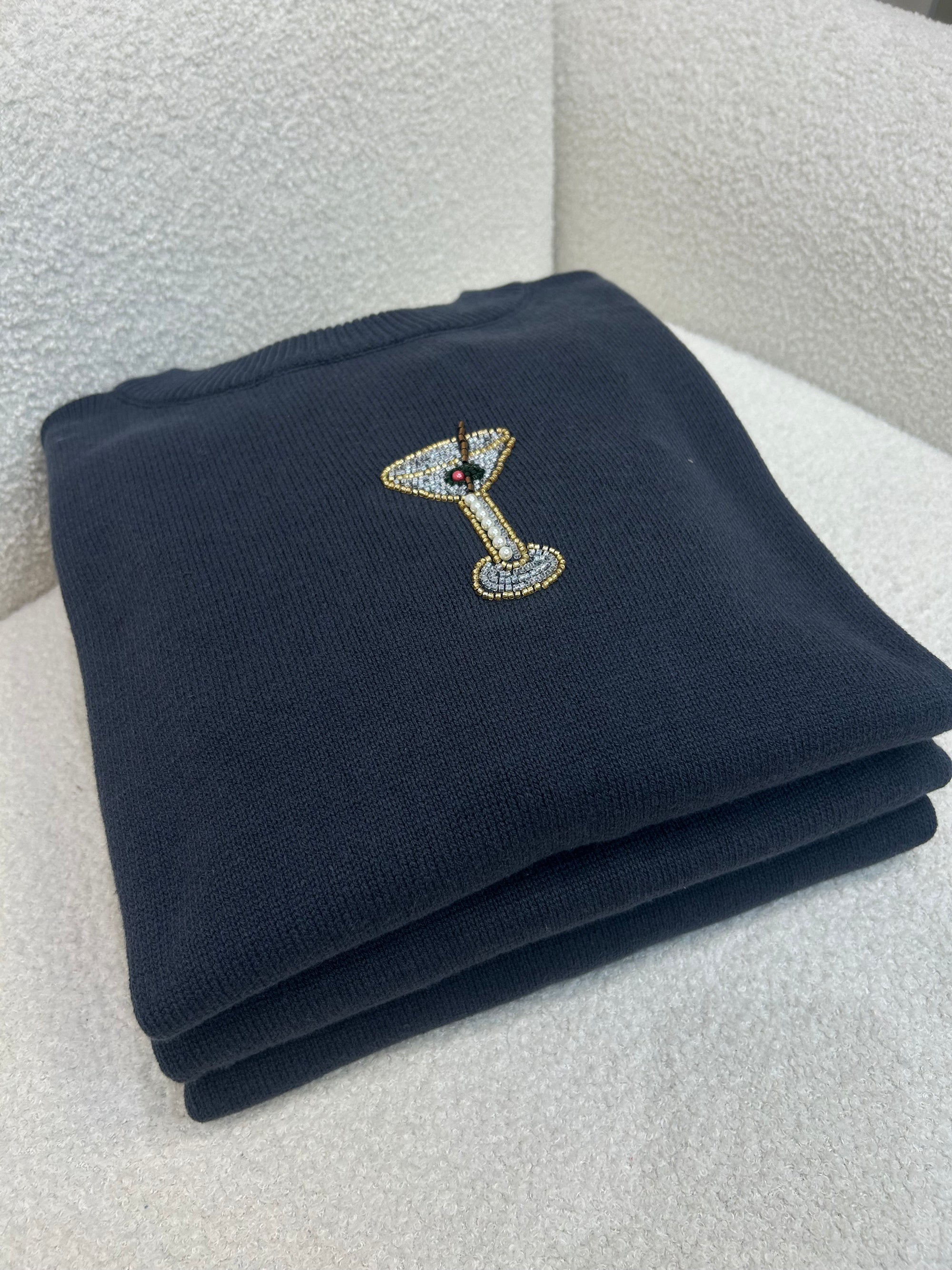 Charcoal Dirty Martini Beaded Sweater