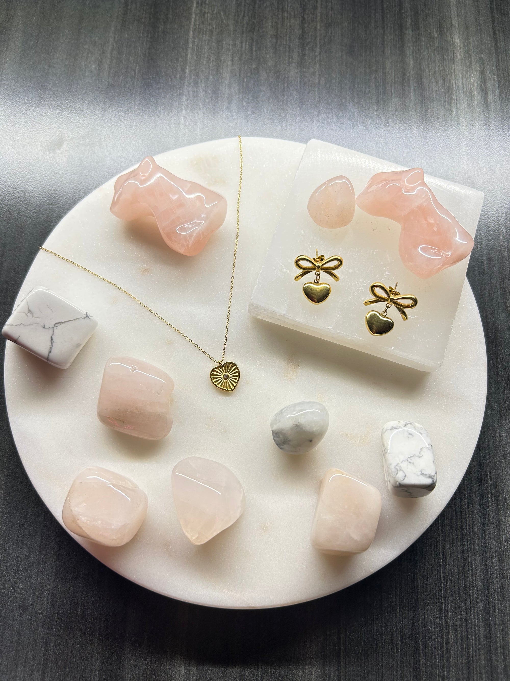 Gold Bow Heart Earrings