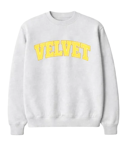 Butter Yellow Velvet Varsity Crew