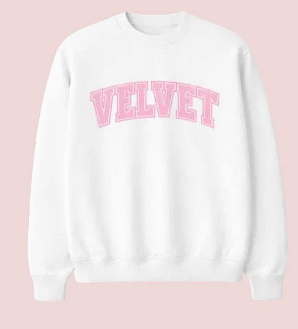 Bubble Gum Velvet Varsity Crew
