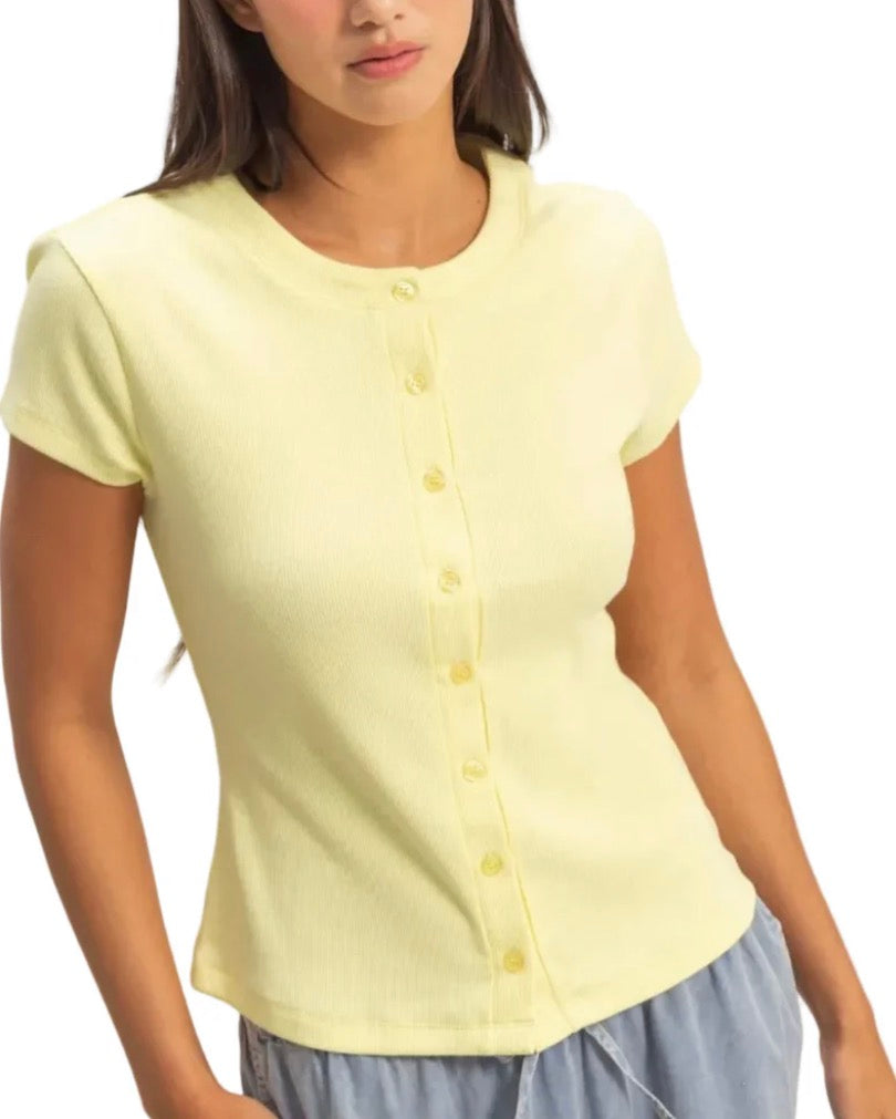 Butter Yellow Button Up Tee