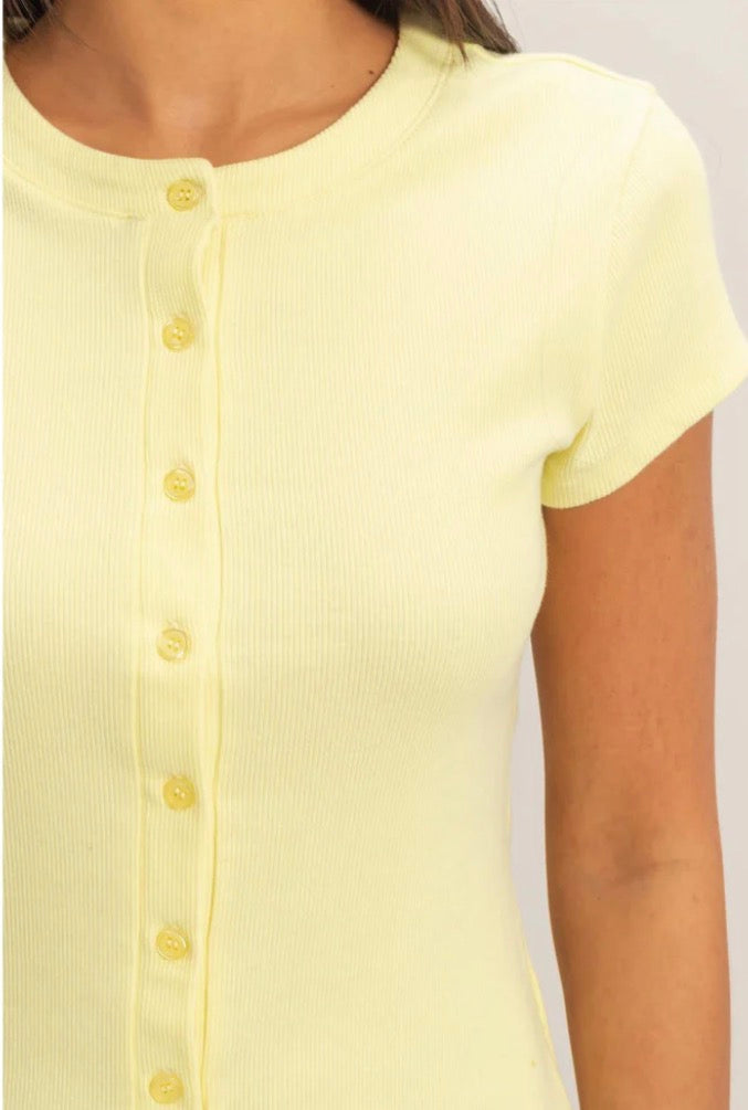 Butter Yellow Button Up Tee