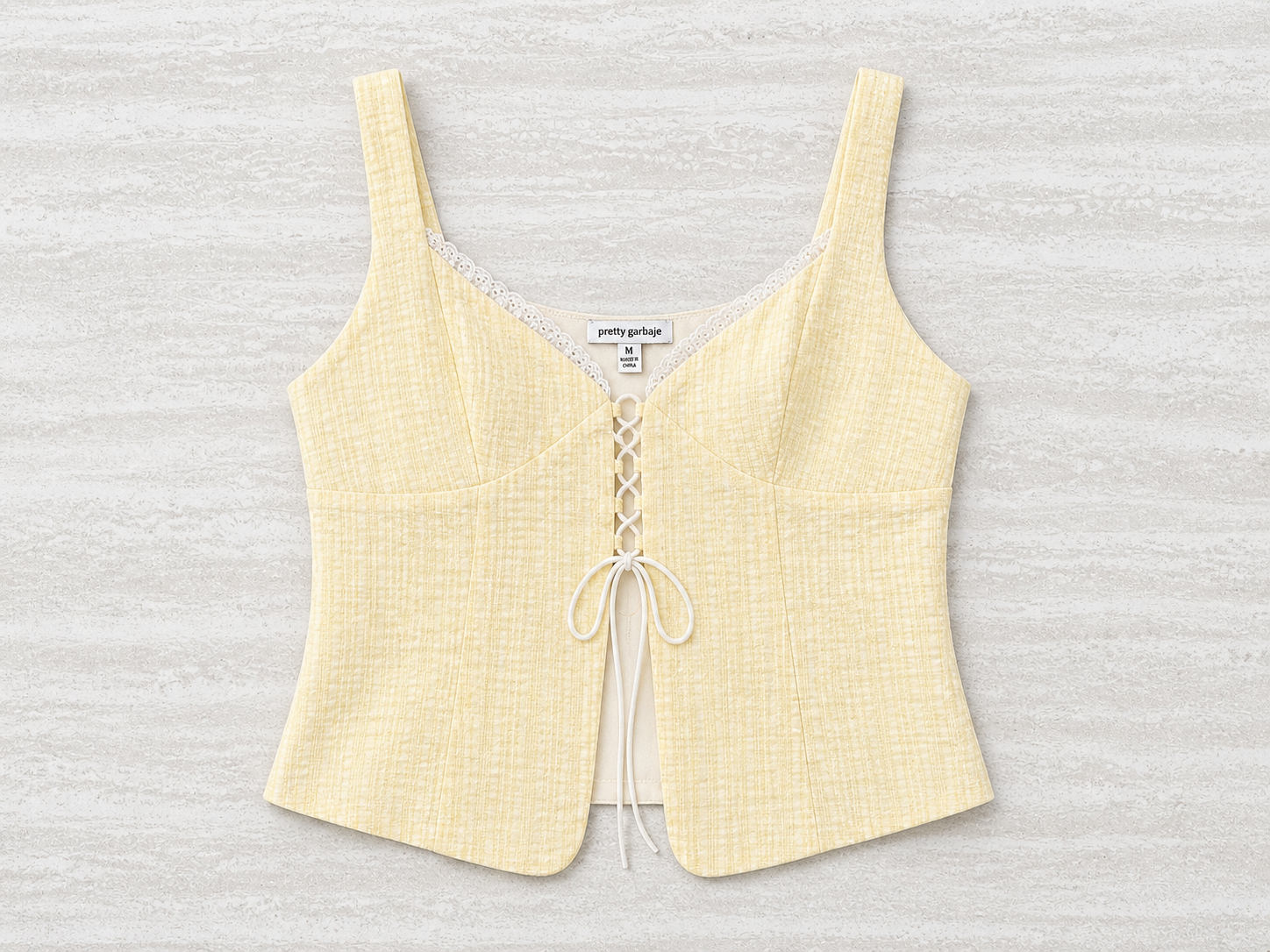 Yellow Lace Up Tank Top