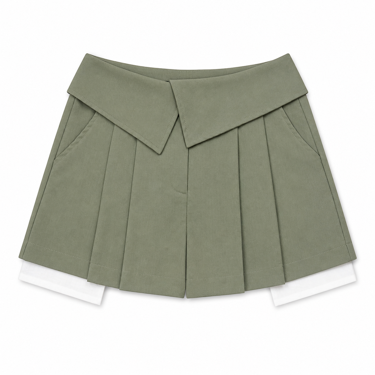 Olive Green Pleated Skort