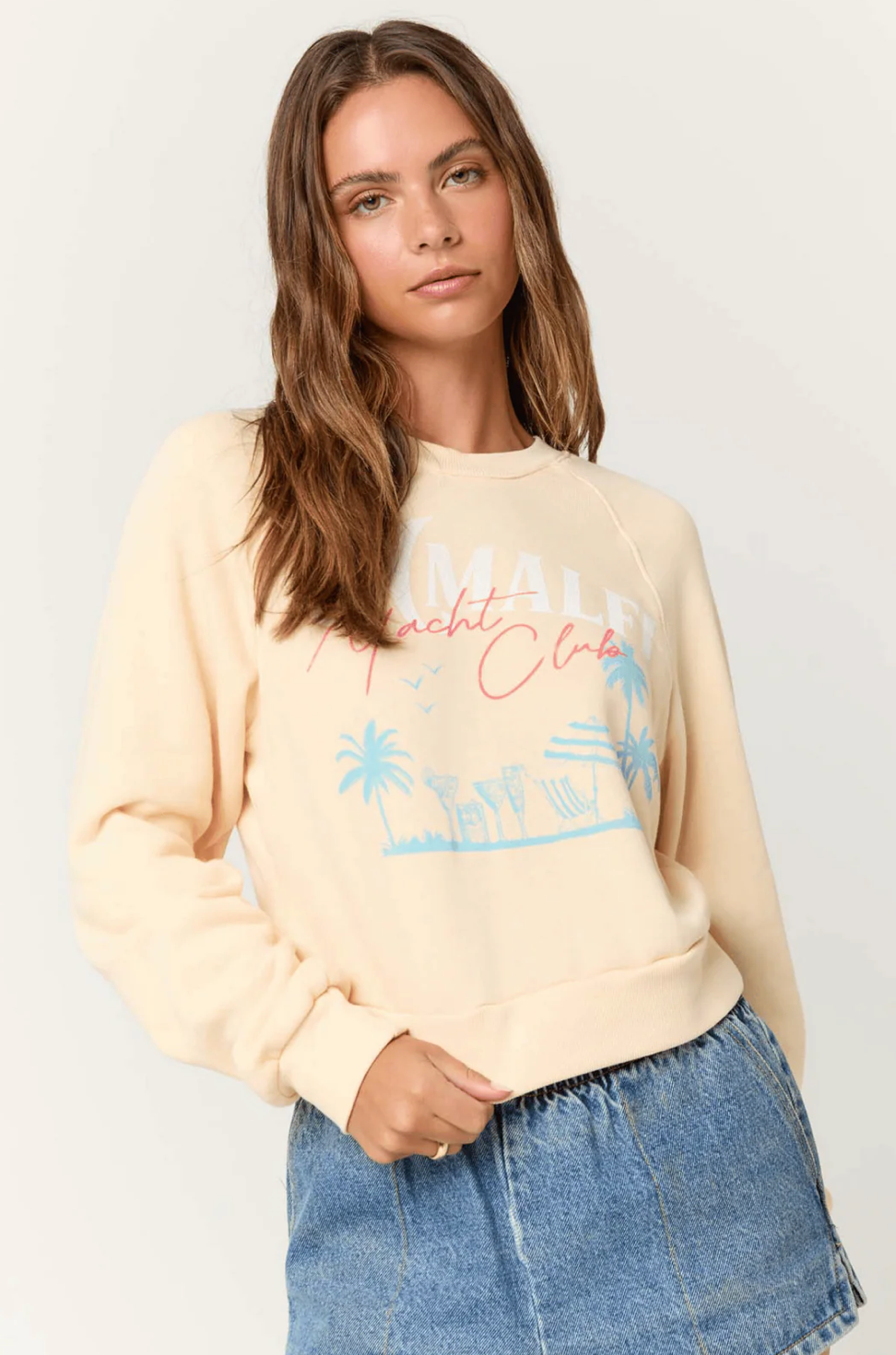 Project Social T AMALFI SHRUNKEN SWEATSHIRT - HEATHERED MERINGUE