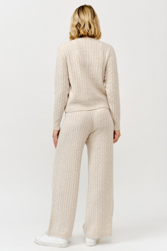 Cream Button Down Cable Knit Cardi