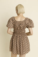 Velvet Trim Polka Dot Mini Dress